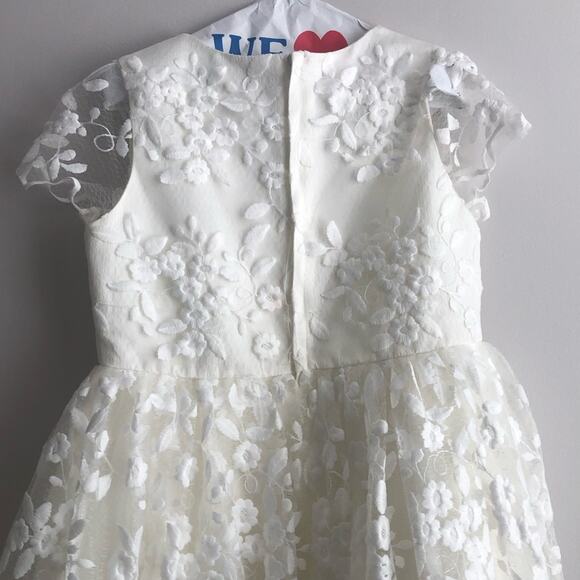 Princess Daliana Anthropologie Lindi Lace Piping White Flower Girl Dress Size 10 - Picture 10 of 12